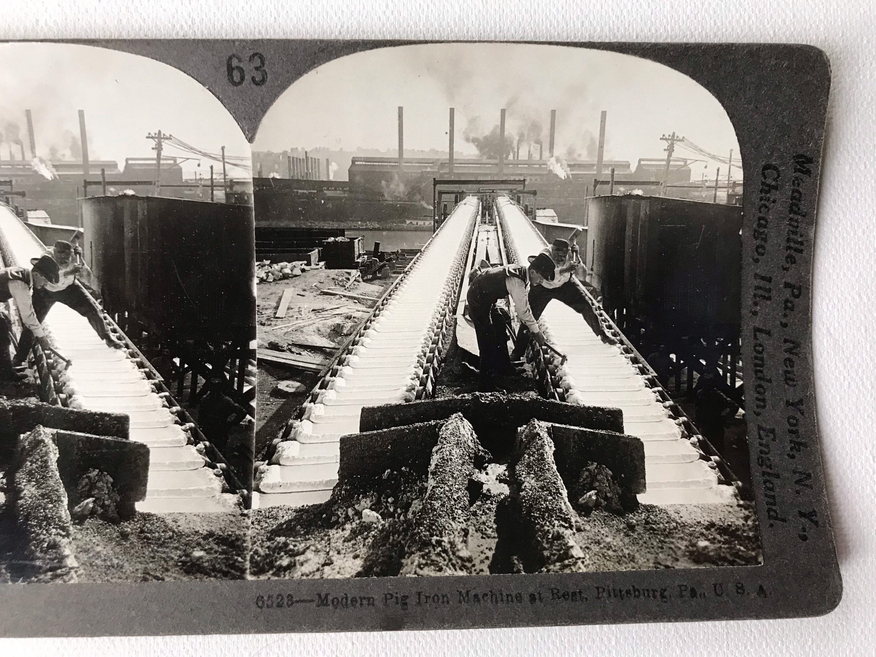 Pittsburgh Keystone Stereoview Pig Iron Machines PA from 1910’s Education #63