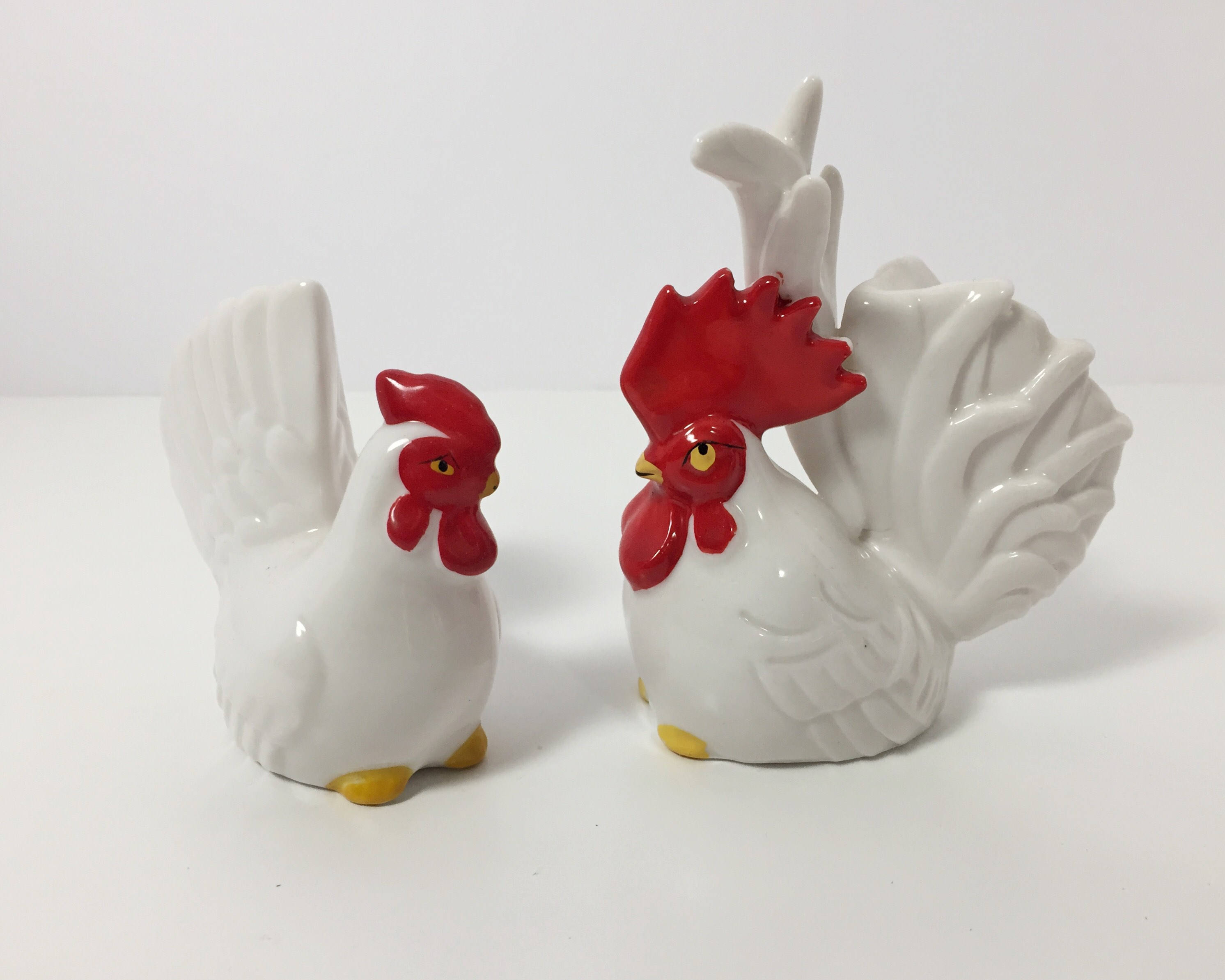 Vintage rooster and hen salt and pepper shakers