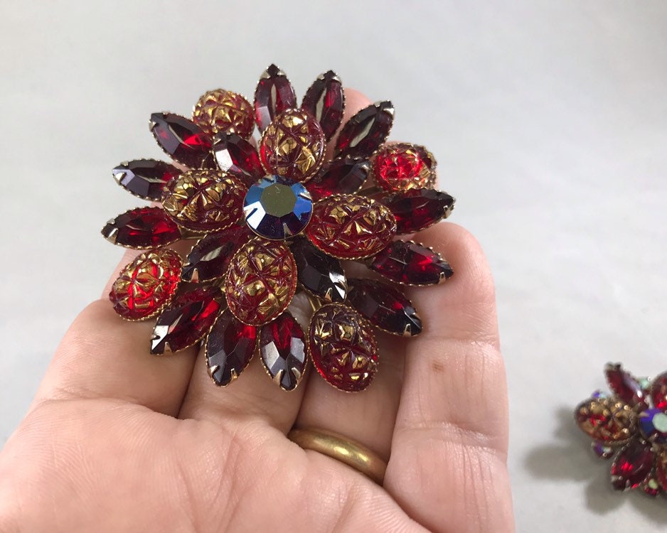 vintage judy lee signed jewelry brooch earrings