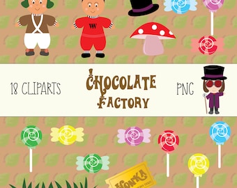 CHOCOLATE FACTORY Clipart, Instant Download, PNG