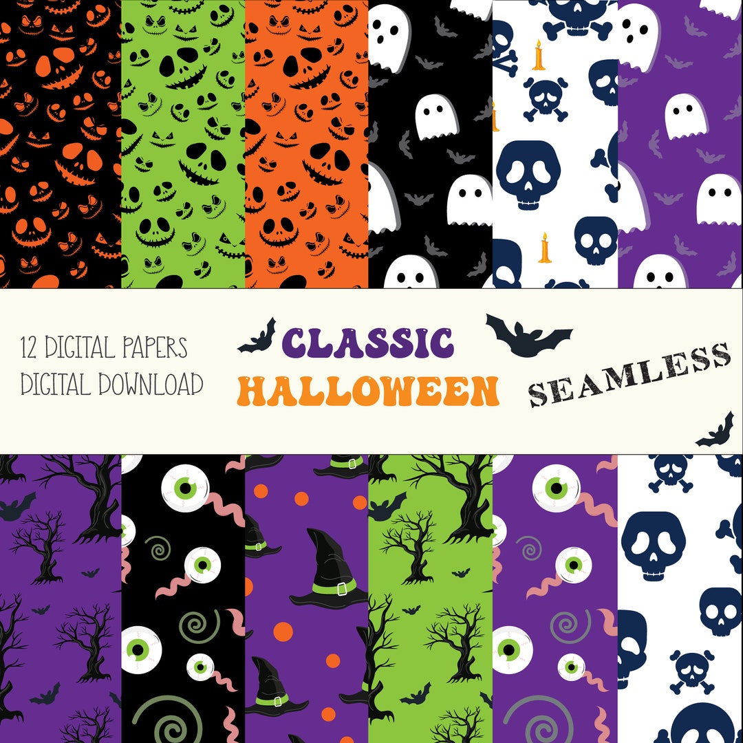 Classic Halloween Digital Papers /seamless/ 12x12in / Instant Download ...