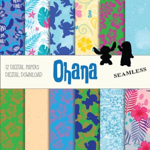Papiers numériques Ohana / sans couture / 12 x 12 po / téléchargement immédiat / PNG