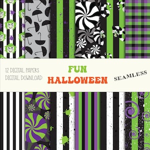 Divertenti carte digitali di Halloween / senza soluzione di continuità / 12 x 12 pollici / download immediato / PNG