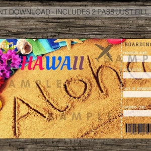 Surprise HAWAII Trip Ticket - Printable Boarding Pass Sofortiger Download Trip Ticket Surprise Trip to Hawaii Ticket - Hawaii Bordkarte
