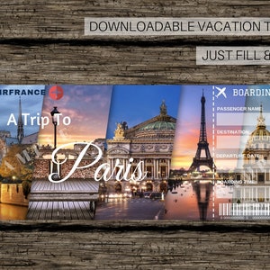 PARIS SURPRISE Trip Ticket - Instant Download