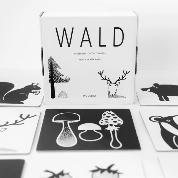 Schwarz und weiß fesselnde Kontrastkarten nicht nur für Babys WALD
