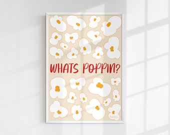 Popcorn Poster, Modern Popcorn Poster, Funky Art, Popcorn Print, Playful Wall Decor, Kitchen Wall Art, Trendy Wall Art, Modern Decor