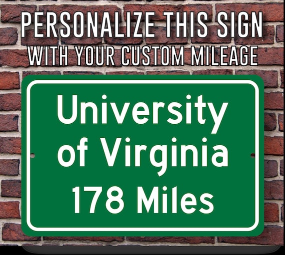University of Virginia Custom College Highway Distance Sign Etsy