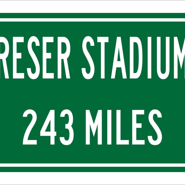 Custom College Highway Distance Sign to Reser Stadium | Home of the Oregon State University Beavers | Beaver Football | OSU | Beavers