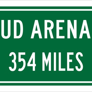 Custom College Highway Distance Sign to UD Arena | Home of the University of Dayton Flyers | Flyers Basketball | UD Flyers| UD