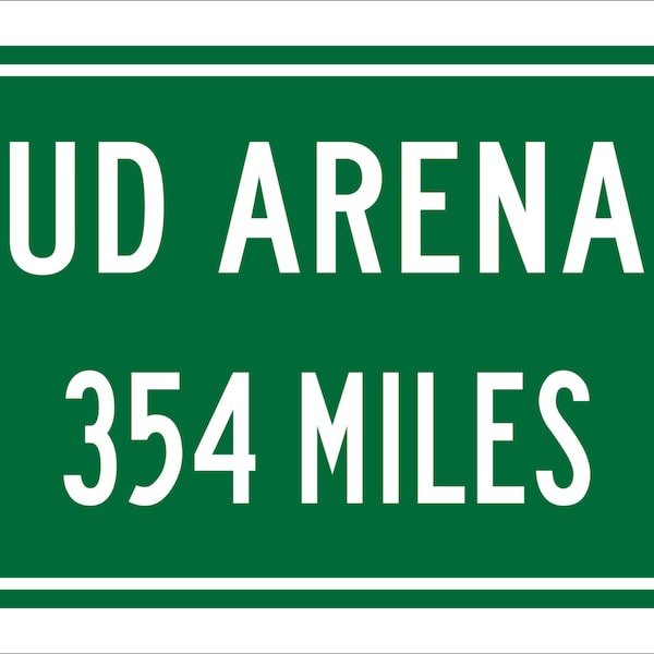 Señal de distancia de Custom College Highway al UD Arena / Sede de los Flyers de la Universidad de Dayton / Baloncesto de los Flyers / UD Flyers / UD