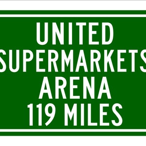 Custom College Highway Distance Sign to United Supermarkets Arena | Home of the Texas Red Raiders | Red Raiders Basketball | Texas Tech