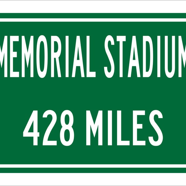 Custom College Highway Distance Sign to Memorial Stadium | Home of the University of Illinois Fighting Illini | Fighting Illini Football