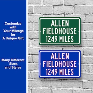 Custom College Highway Distance Sign to Allen Fieldhouse | Home of the Kansas Jayhawks |  Jayhawks Basketball | University of Kansas | UK