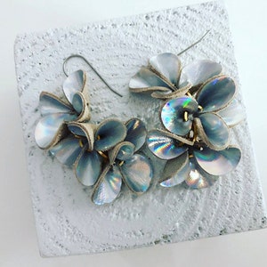 Iridescent Leather Flower Vine Earrings