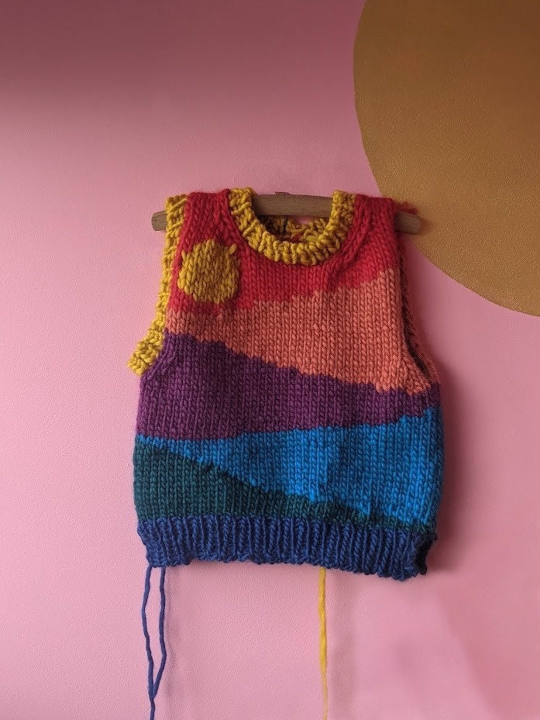 さらに100円引き◆MARKM◆Twisted Color Mix Vest Knit Rolling Sunset Vest Knitting Pattern - Sizes XS-2XL - Etsy