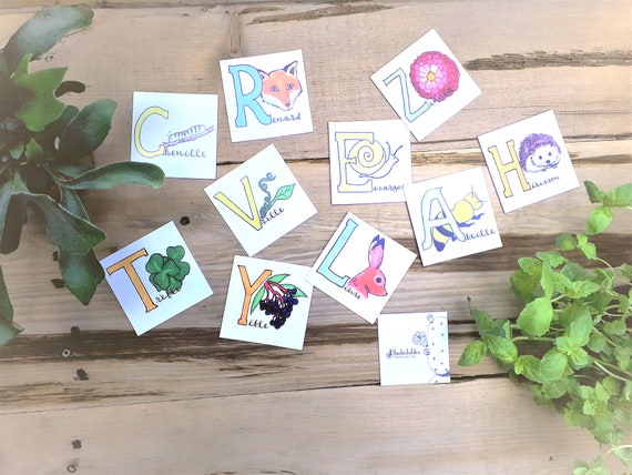 Alphabet Cartes Abecedaire Jeu Educatif Nature Animaux Etsy