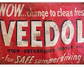 Reproduction quot Veedol - High Detergency Motor Oil quot Metal Sign (Rusted)