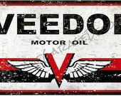 Vintage Style quot Veedol - Motor Oil quot Metal Sign, Rusted