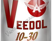 Reproduction quot Veedol - Flying A Motor Oil quot Metal Can Cutout Sign