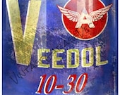 Reproduction quot Veedol - Flying A Motor Oil quot Metal Can Cutout Sign