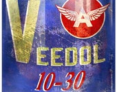 Vintage Style quot Veedol Motor Oil Can quot Advertising Metal Sign