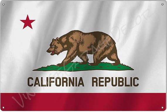 CA California State Flag 12/" Round Metal Sign US Patriotic Man Cave Home Decor