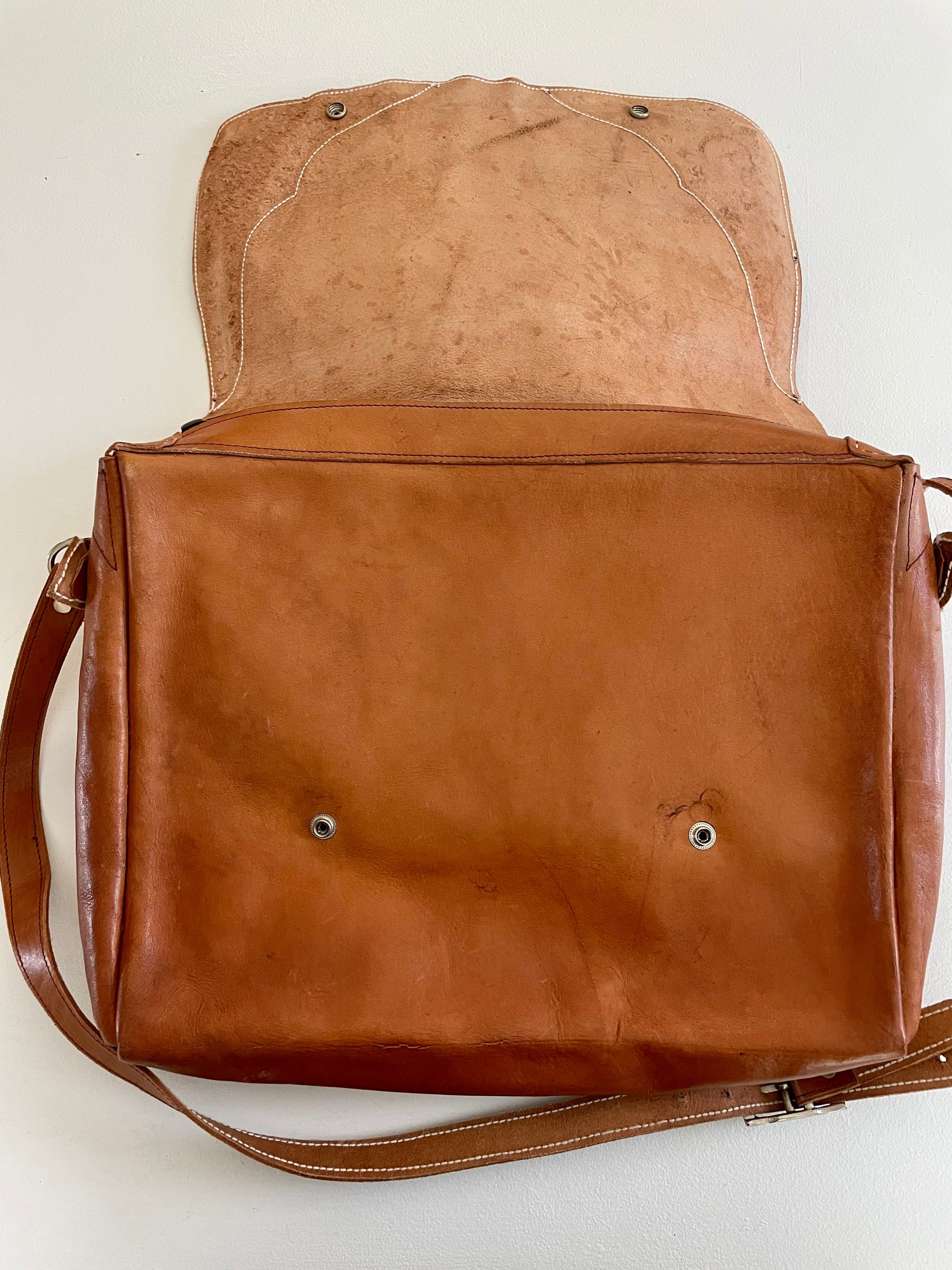 1970s Vintage Handmade Italian Leather Messenger Bag - Etsy