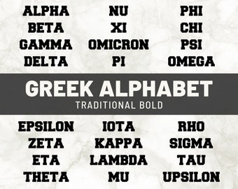 Greek Alphabet Words SVG | Sorority Letters Digital File | DIY Big Little Gifts Shirts | Greek Life Printable Clipart Png | Dxf Eps Cut File