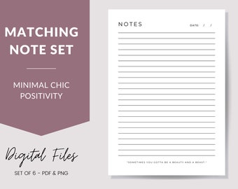 Druckbare Notiz Seiten | Digitales Planerpapier | Liniert gepunktet Diagramm PDF | Schülernotizen Seite | Notizbuch Journal Blätter | A5 A4 US Letter