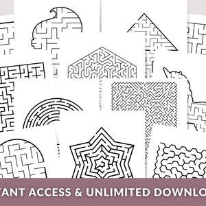 Maze Activity Bundle Printable Activity Sheet Book Digital Puzzle Pages Game Sheet eBook Instant Download PDF Print A5 A4 Letter image 5