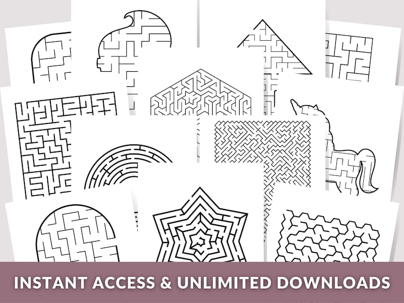 Maze Activity Bundle Printable Activity Sheet Book Digital Puzzle Pages Game Sheet eBook Instant Download PDF Print A5 A4 Letter image 5