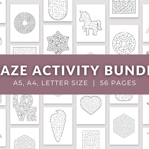 Maze Activity Bundle | Printable Activity Sheet Book | Digital Puzzle Pages | Game Sheet eBook | Instant Download | PDF Print | A5 A4 Letter