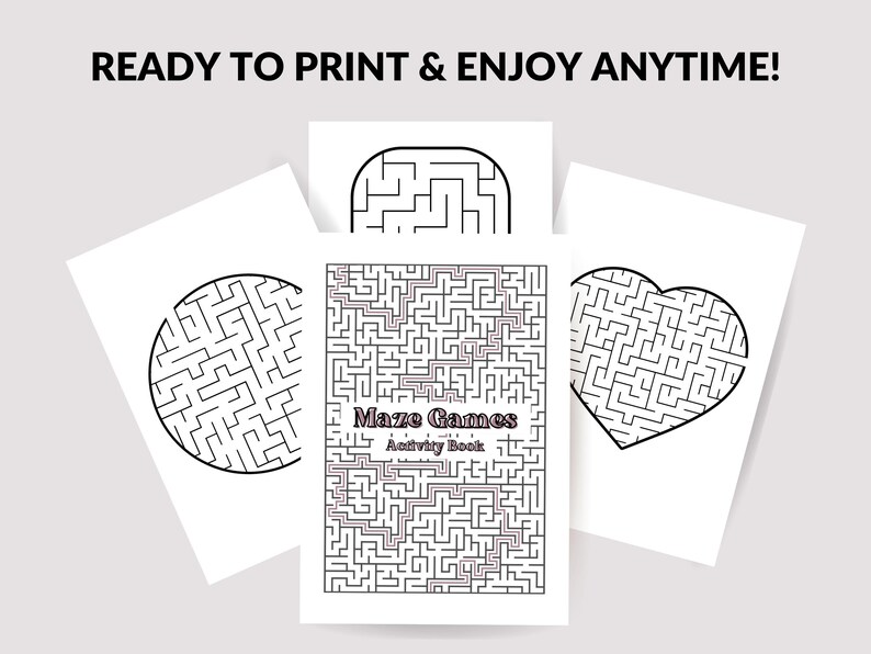 Maze Activity Bundle Printable Activity Sheet Book Digital Puzzle Pages Game Sheet eBook Instant Download PDF Print A5 A4 Letter image 2