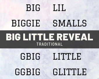 Sorority Big Little Sister SVG | Greek Life Gifts |  Family Tree Reveal Shirts | Biggie Smalls Lil Gbig PNG | DIY Cut Print Digital File