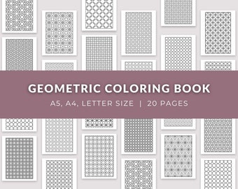 Geometric Coloring Book | Printable Coloring Sheets | Digital Activity Pages | Coloring Sheet Bundle | Instant Download PDF | A5 A4 Letter