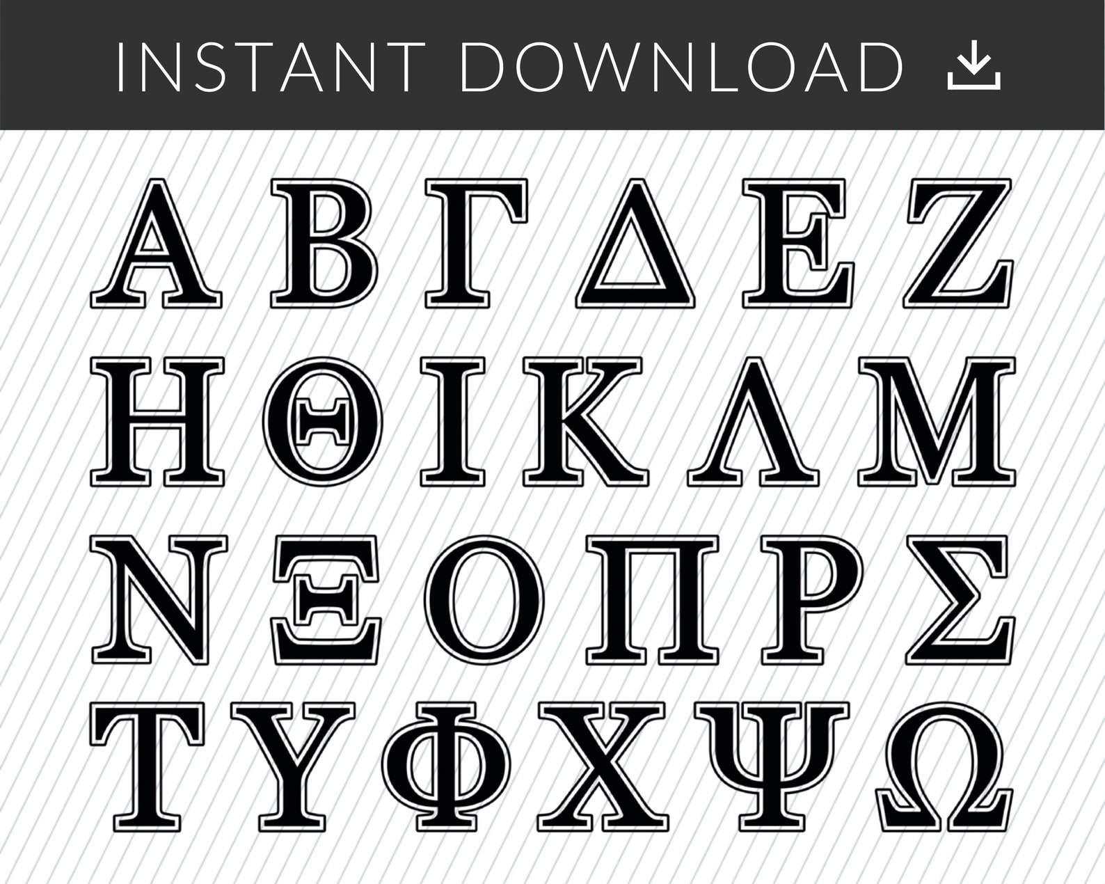 Greek Letters SVG Font Greek Alphabet Digital File Etsy Canada