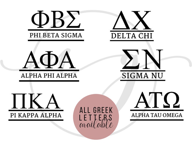 Greek Letter Vinyl Decal Greek Letters Sticker Sorority Etsy