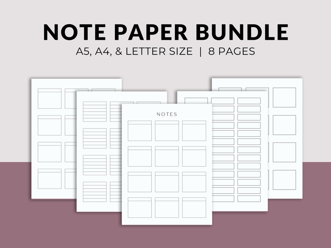 Printable Note Pages | Digital Planner Paper | Graphic Organizer Sheet ...