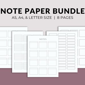 Printable Note Pages | Digital Planner Paper | Graphic Organizer Sheet PDF | Student Notes Page | Notebook Journal Sheets | A5 A4 US Letter
