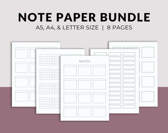 Printable Note Pages | Digital Planner Paper | Graphic Organizer Sheet PDF | Student Notes Page | Notebook Journal Sheets | A5 A4 US Letter