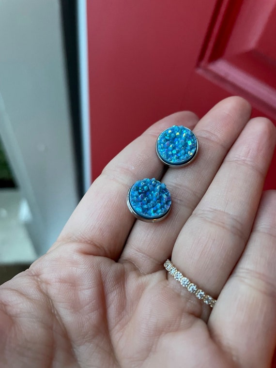 Baby Blue Druzy Earrings