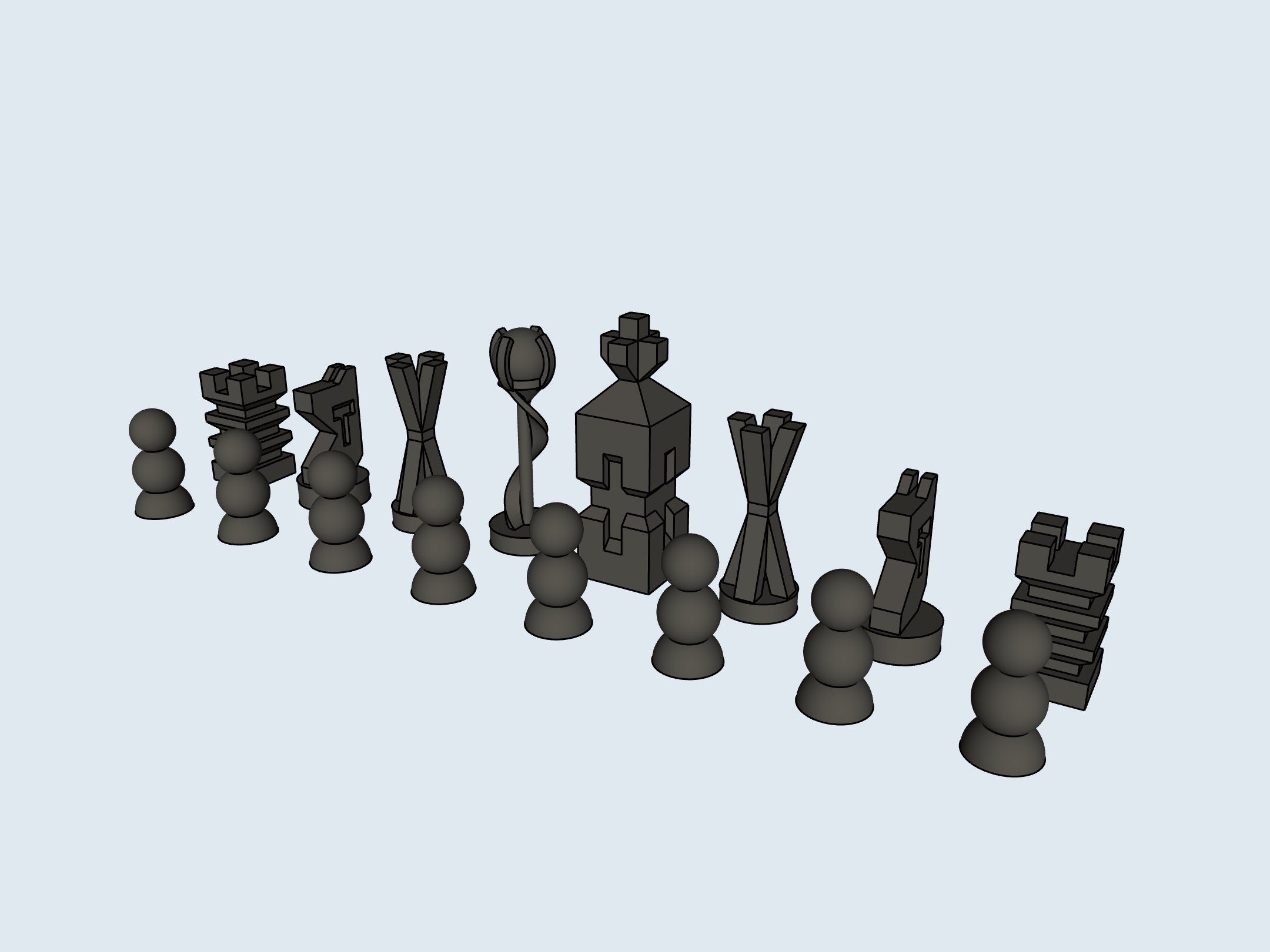 12 Pcs 3D STL Model CHESS STAR WARS SET for CNC ROUTER Aspire 3D