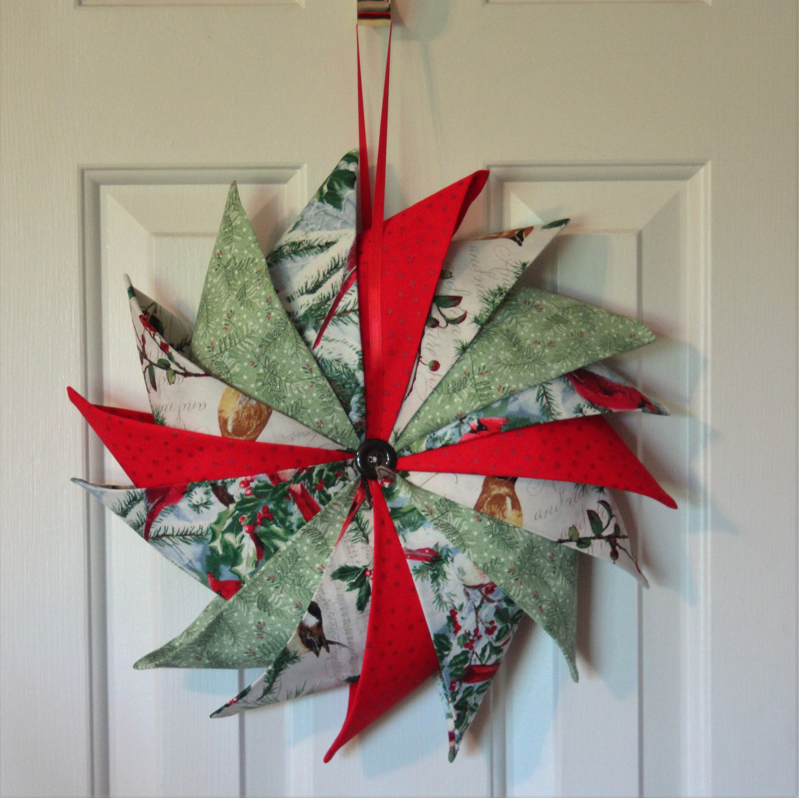 Pinwheel Wreath Folded Fabric Wreath Fabric Wreath for Etsy