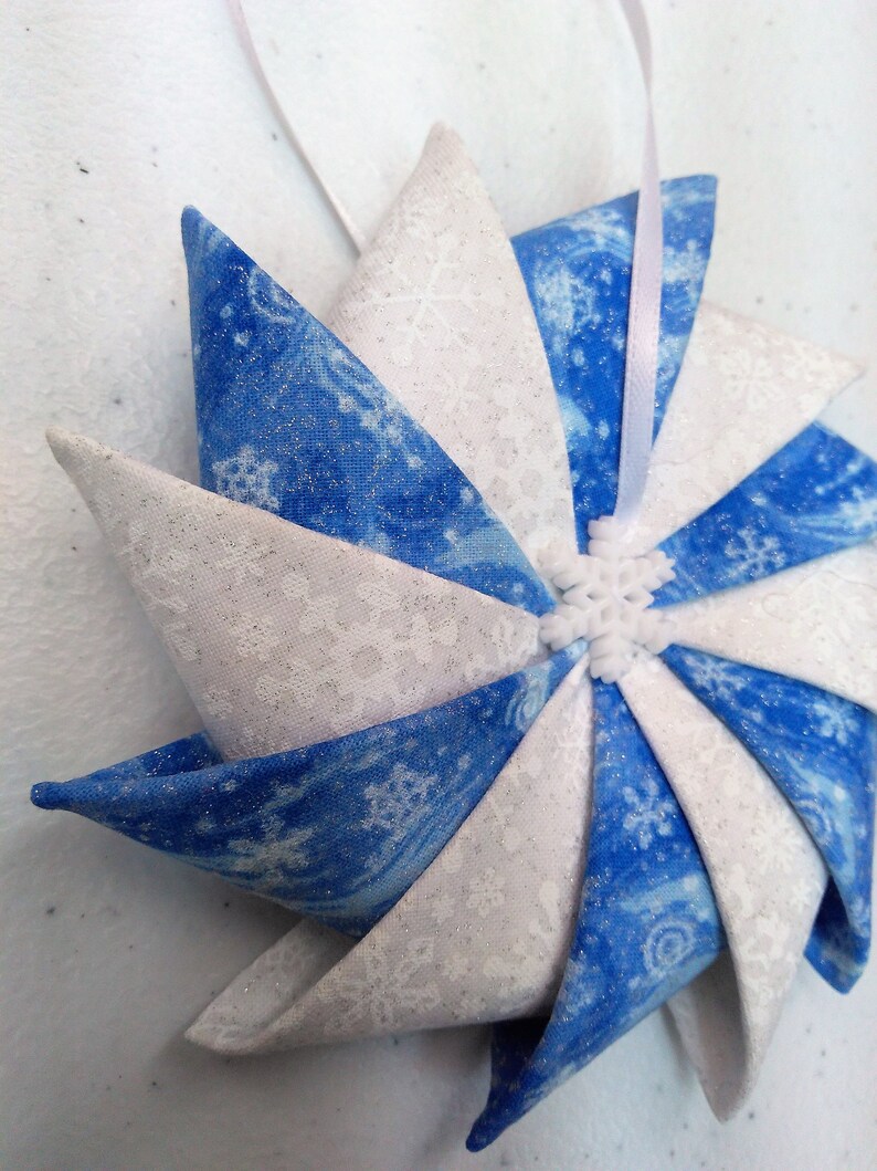 Christmas Ornament Pinwheel Ornament Folded Fabric Ornament Etsy