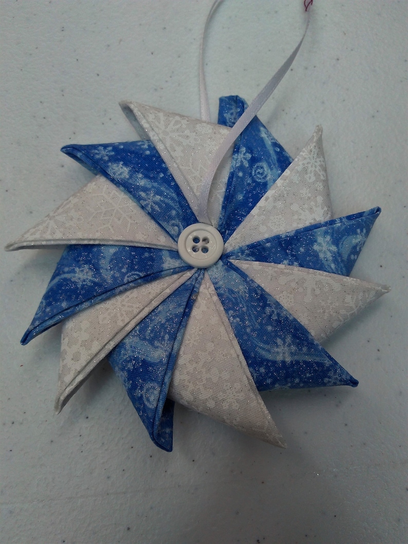 Christmas Ornament Pinwheel Ornament Folded Fabric Ornament Etsy