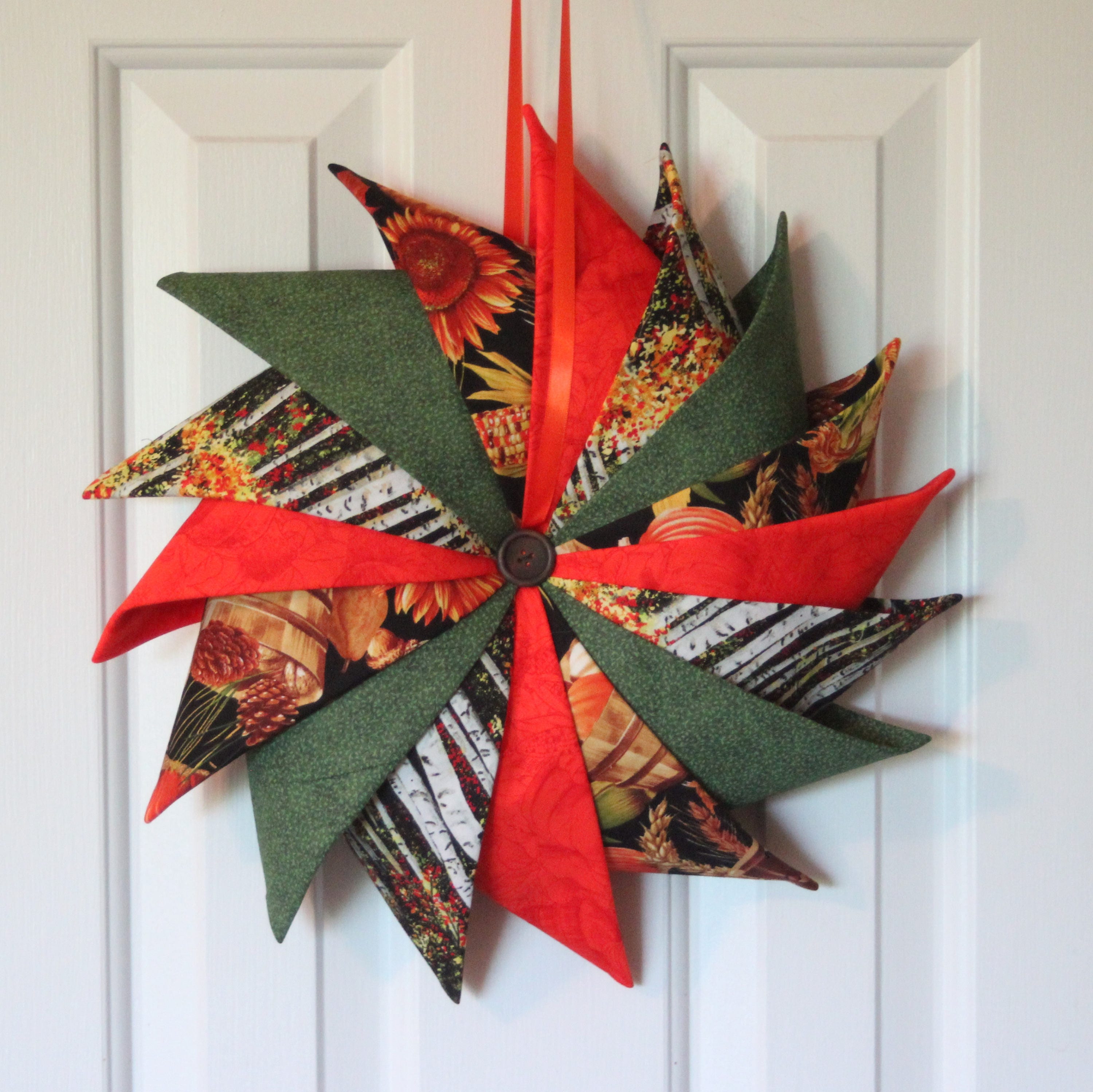 Pinwheel Wreath Folded Fabric Wreath Fabric Wreath Home Etsy