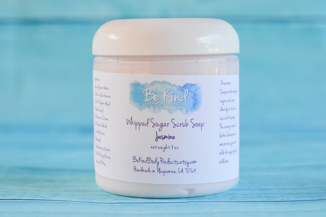 Jasmine Sugar Scrub Whipped Soap Foaming Body Scrub Bath Etsy