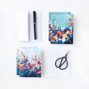 Flower Assorted Card Set, Blank Card, Any Occasion, Set of 4 with Envelopes