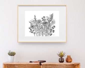 Personalized Family Portrait, Family Birth Flower Bouquet, Unique Gift Idea, Personalized gift for Mom, Birth Flower Wall Art, Garden Print
